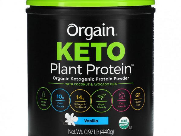 Orgain, Keto, Organic Plant Protein Powder, Vanilla, 0.97 lb (440 g)