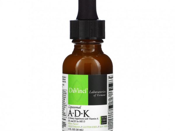 DaVinci Laboratories of Vermont, Liposomal ADK, мята, 30 мл (1 жидк. Унция)