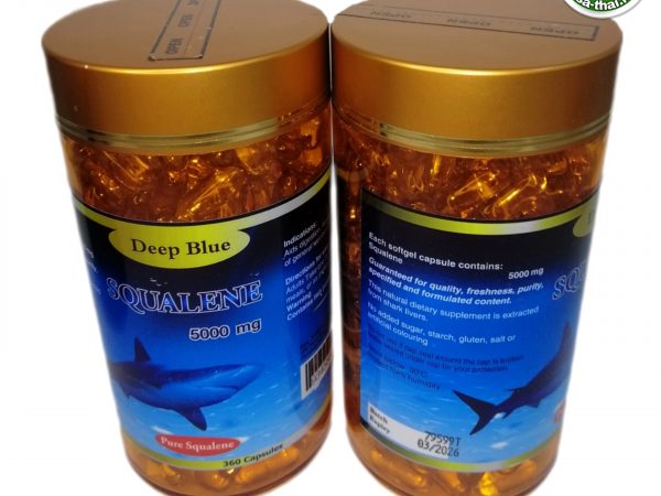 Акулий Сквален для борьбы с тяжёлыми патологиями Deep Blue Squalene 5000 mg. 360 капсул. Таиланд