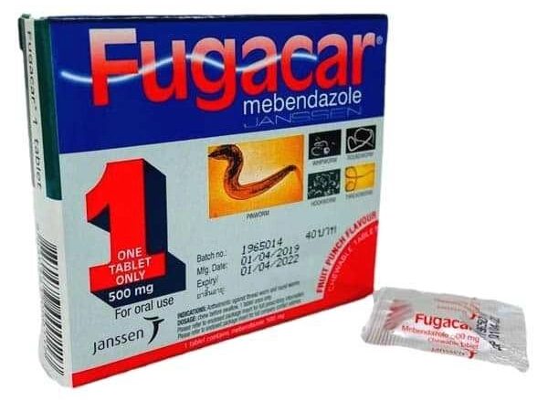 Антигельминтный препарат от паразитов широкого спектра Fugacar Janssen Fruit Punch, Таиланд