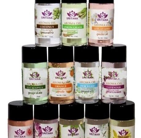 Ароматические масла для ароматерапии Sritana Aroma Oil, в наборе 12 шт. x 35 мл., Таиланд