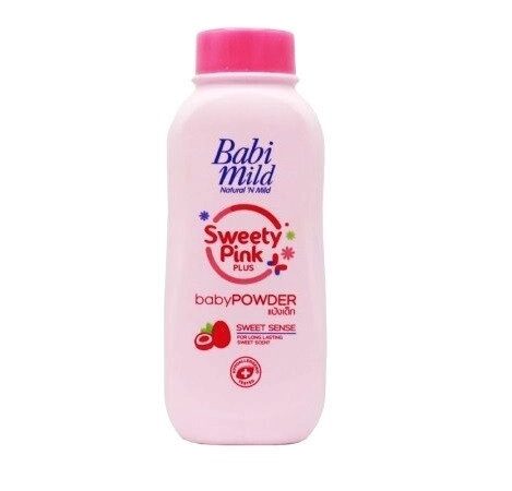 Детская гипоаллергенная присыпка-тальк BABI MILD BABY POWDER SWEETY PINK PLUS, 180 гр. Таиланд
