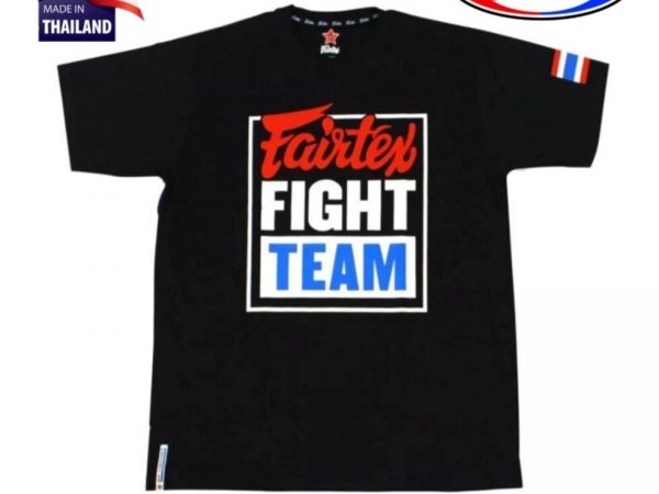 Футболка Fairtex T-Shirt Fairtex Fight Team TST51, Таиланд S ЧЕРНЫЙ С КРАСНО-СИНИМ ПРИНТОМ