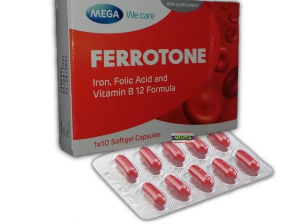 Капсулы при анемии Ферротон Ferrotone Mega We Care, 10 капсул. Таиланд