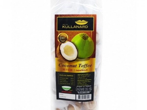 Конфеты натуральные фруктовые ручной работы Кокос Kullanard Coconut Toffee, 350 гр., Таиланд