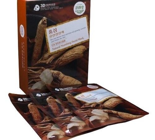 Маска для лица с экстрактом Красного Женьшеня 3D Natural Nurishing Facial Mask Red Ginseng, Таиланд