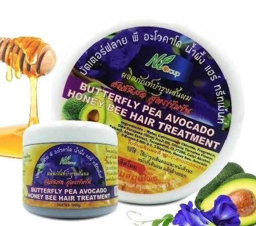 Маска для волос укрепляющая NT Group Butterfly Pea Avocado Honey Bee Hair Treatment Mask, 300 мл. Таиланд