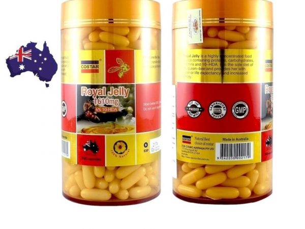 Маточное Молочко высококонцентрированная формула Costar Royal Jelly 1610 mg. 365 капсул. Австралия
