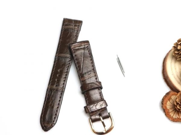 Ремешок для часов из Натуральной Кожи Крокодила Anas Genuine Crocodile Leather, коричневый, 18 мм. Таиланд