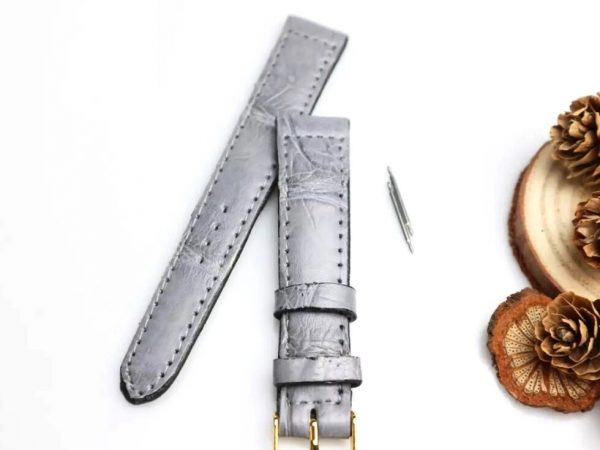Ремешок для часов из Натуральной Кожи Крокодила Anas Genuine Crocodile Leather, серый, 18 мм. Таиланд