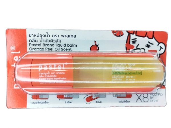 Роликовый бальзам Pastel Orange Peel Oil Scent с натуральными маслами — Аромат Апельсина — Тайский жидкий ингалятор 3 мл
