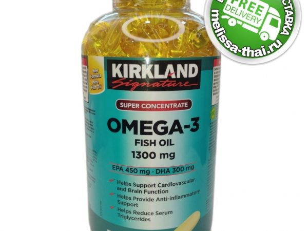 Рыбий жир с высоким содержанием EPA и DHA Kirkland Signature Omega-3 1300 мг. 330 капсул США