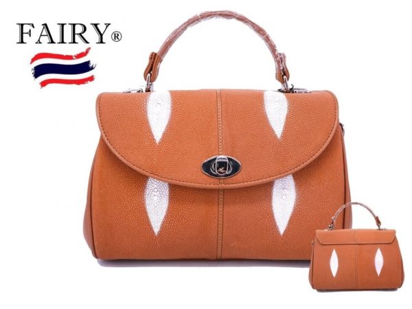 Сумка женская из натуральной кожи Ската Fairy Genuine Leather Product Model SRU161, бежевая, Таиланд