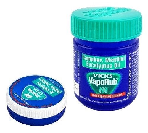 Тайская мазь от простуды и заложенности носа с Ментолом и Эвкалиптом Vicks VapoRub, Таиланд