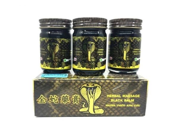 Тайский бальзам черный Cobra Gold Herbal Massage Black Balm Ton Pho Brand 3шт.  50 мл. Таиланд