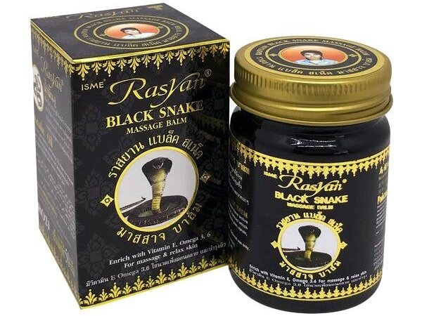 Тайский бальзам черный змеиный Isme Rasyan Black Snake Massage Balm, 50 мл. Таиланд