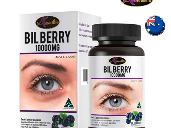 Витамин для глаз высококонцентрированный Черникой Auswelllife Bilberry 10000 mg. Австралия, 30 капсул