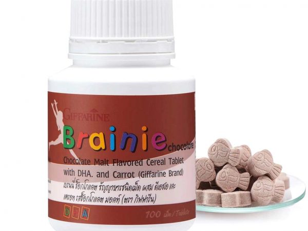 Витамины детские для мозга и нервной системы с Омега-3 Giffarine Brainie Chocolate Malt Flavored, 100 шт. Таиланд