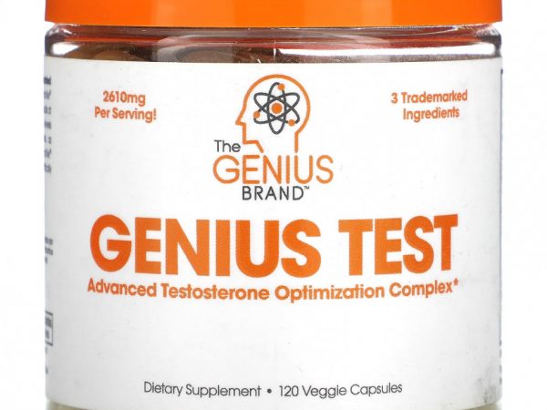 The Genius Brand, Genius Test, улучшенный комплекс для повышения уровня тестостерона, 120 растительных капсул