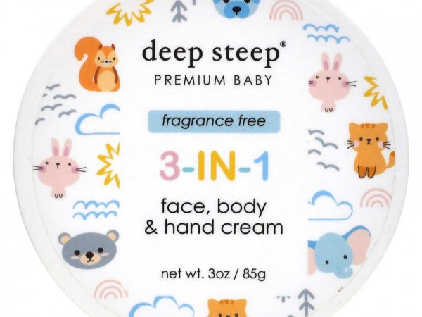 Deep Steep, Premium Baby, крем 3 в 1 для лица, тела и рук, без отдушек, 85 г (3 унции)