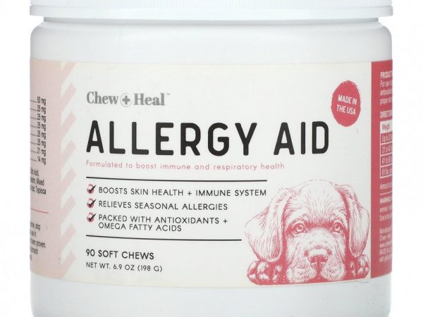 Chew + Heal, Средство от аллергии, для собак, 90 жевательных таблеток, 198 г (6,9 унции)