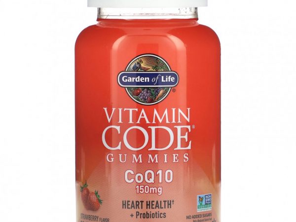 Garden of Life, Vitamin Code, жевательные мармеладки, коэнзим Q10, клубника, 150 мг, 60 жевательных таблеток