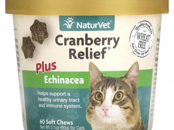 NaturVet, Cranberry Relief Plus, эхинацея, для кошек, 60 жевательных таблеток, 90 г (3,1 унции)