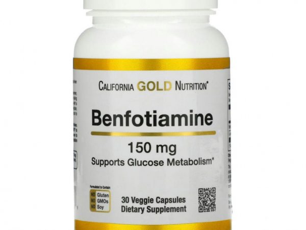 California Gold Nutrition, бенфотиамин, 150 мг, 30 растительных капсул