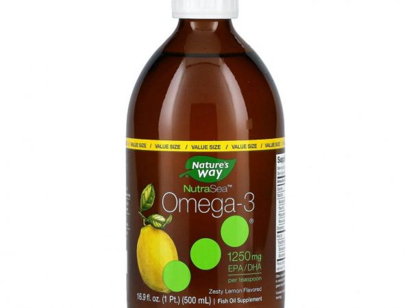 Nature's Way, NutraSea, омега-3, пикантный лимонный вкус, 500 мл (16,9 жидких унций)