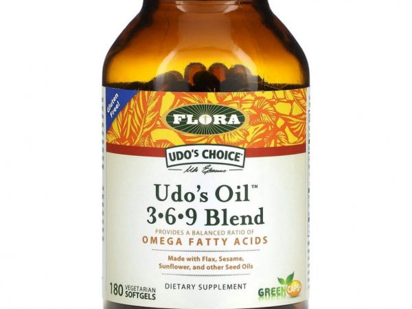 Flora, Udo's Choice, смесь Udo's Oil 3, 6, 9, 180 вегетарианских капсул