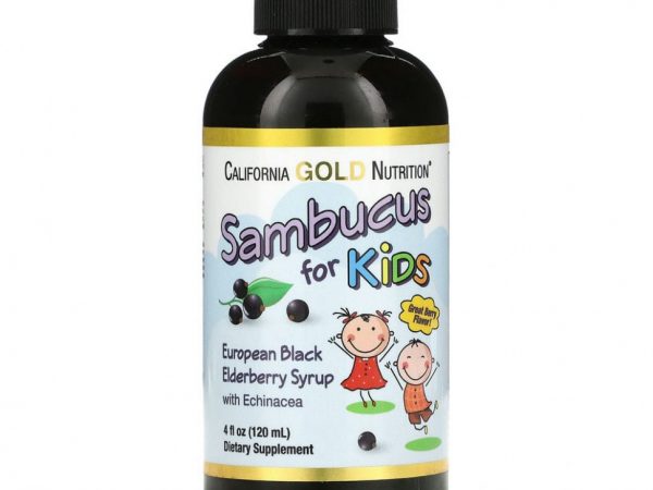 California Gold Nutrition, Бузина для детей, сироп из европейской черной бузины с эхинацеей, 4 жидких унции (120 мл)