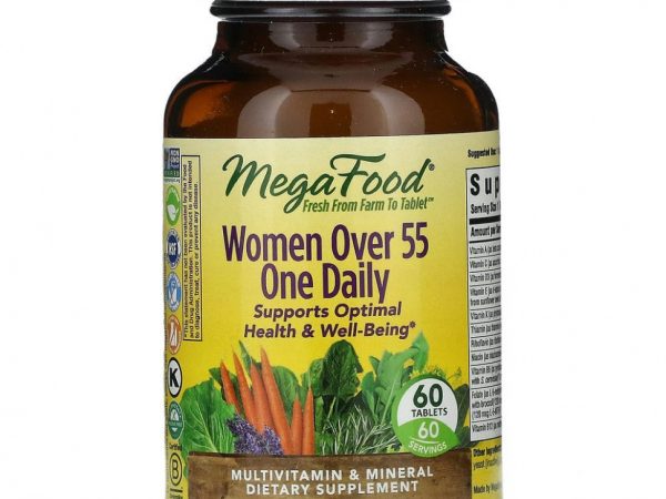 MegaFood, Women Over 55, мультивитамины для женщин старше 55 лет, для приема один раз в день, 60 таблеток