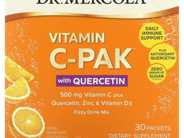 Dr. Mercola, Витамин C-PAK с кверцетином, натуральный апельсин, 500 мг, 30 пакетиков по 5,12 г (0,18 унции)