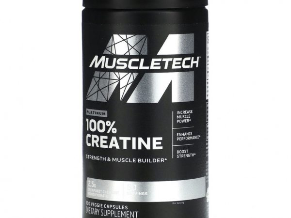 MuscleTech, Platinum, 100% креатин, 100 растительных капсул