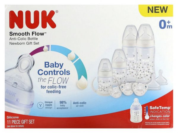 NUK, Smooth Flow, антиколиковый подарочный набор для новорожденных, для детей от 0 месяцев, 11 шт.