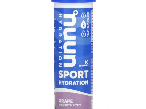 Nuun, Hydration, Sport, добавка с шипучими электролитами, виноград, 10 таблеток