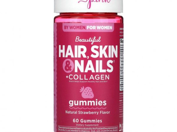 Pink, Beautiful Hair, Skin & Nails + Collagen, натуральная клубника, 60 жевательных таблеток