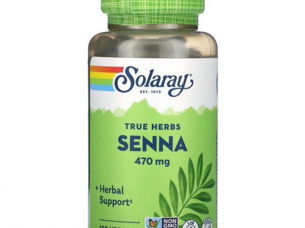 Solaray, True Herbs, сенна, 470 мг, 100 растительных капсул