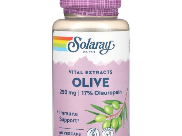 Solaray, Vital Extracts, оливковое масло, 250 мг, 60 растительных капсул