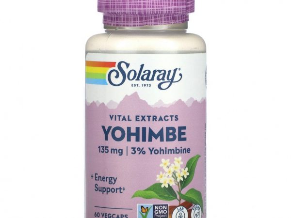 Solaray, Vital Extracts, йохимбе, 135 мг, 60 вегетарианских капсул