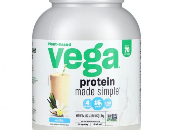 Vega, Plant-Based Protein Made Simple, ваниль, 4 фунта (0,1 унции)