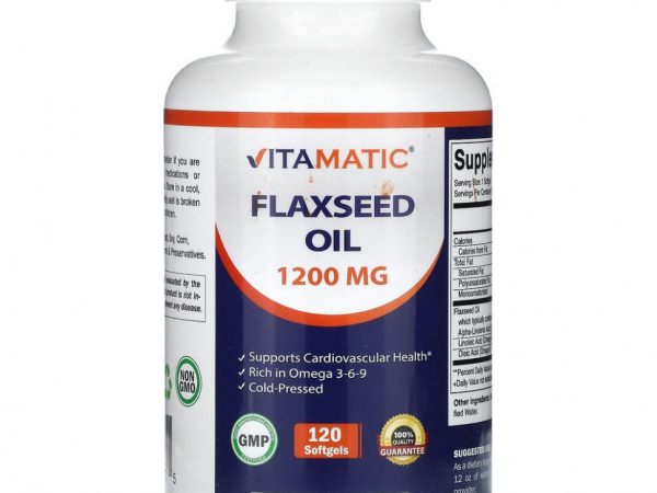 Vitamatic, Льняное масло, 1200 мг, 120 мягких таблеток