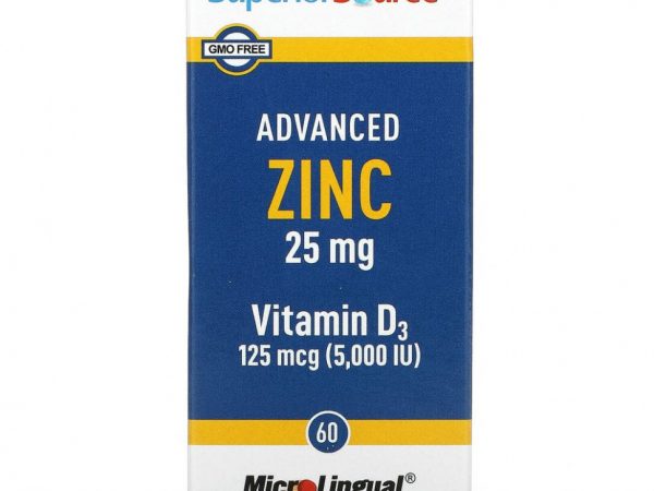 Superior Source, Advanced Zinc, витамин D3, 60 быстрорастворимых таблеток MicroLingual
