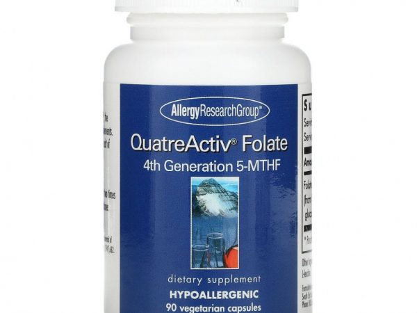 Allergy Research Group, QuatreActiv, фолат, 5-MTHF (метилтетрагидрофолат) 4-го поколения, 90 вегетарианских капсул