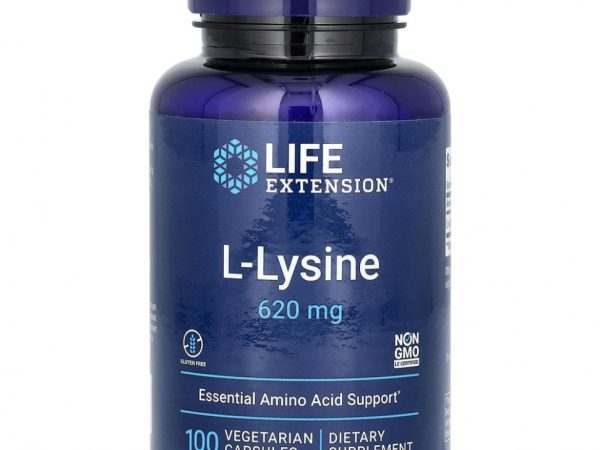 Life Extension, L-лизин, 620 мг, 100 растительных капсул