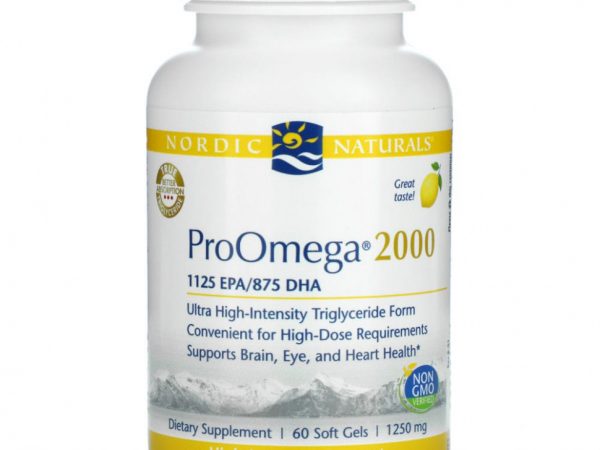 Nordic Naturals, ProOmega 2000, лимон, 1250 мг, 60 мягких желатиновых капсул