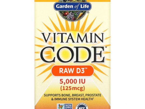 Garden of Life, Vitamin Code, Raw D3, 5000 МЕ, 60 вегетарианских капсул
