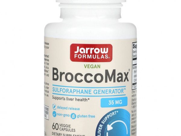 Jarrow Formulas, BroccoMax, сульфорафан глюкозинолат (SGS), активированный мирозиназой, 60 растительных капсул с отсроченным высвобождением