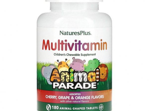 NaturesPlus, Source of Life, Animal Parade, жевательные мультивитамины с микроэлементами, для детей, ассорти, 180 таблеток в форме животных