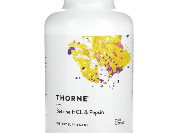 Thorne Research, Бетаингидрохлорид и пепсин, 225 капсул